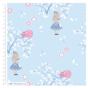 Fat Quarter Alice In Wonderland And The Cheshire Cat 100% Cotton Quilting Fabric