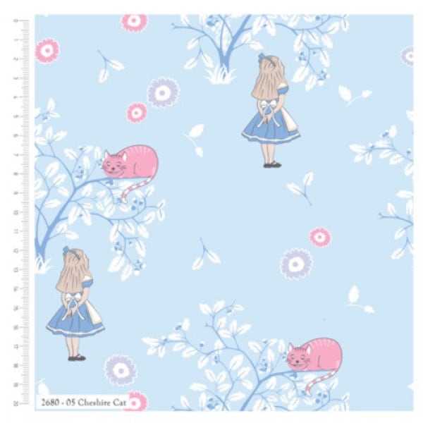 Tissu pour courtepointe 100 % coton Fat Quarter Alice au pays des merveilles et le chat du Cheshire