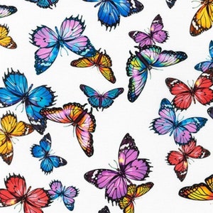 Fat Quarter Fantastic Forest Butterflies 100% Cotton Quilting Fabric - White