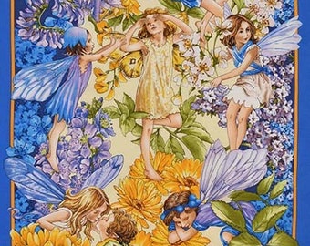 Dawn Till Dusk Flower Fairy Printed Cotton Fabric Quilting Panel 60cm x 110cm