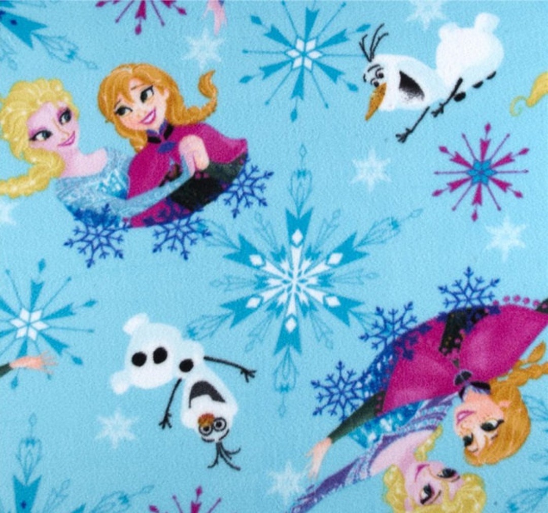Disney Frozen Ice Skating Blue Elsa Anna Olaf Polyester Fleece Fabric Half Metre Etsy Canada
