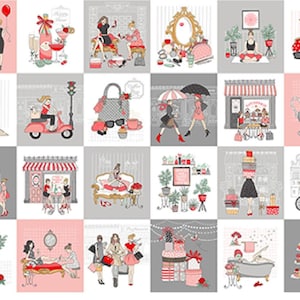 Womens Pamper Day Out Blocks Panel 100% Cotton Print Fabric