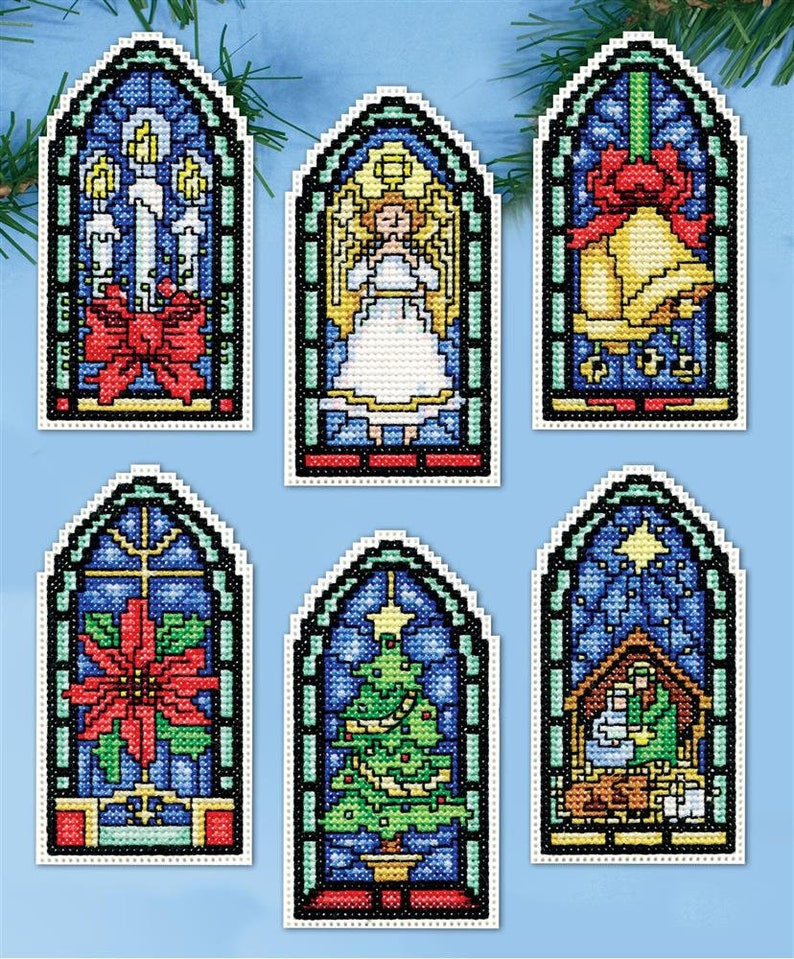 Stained Glass Christmas Ornaments Plastic Canvas Kit Etsy