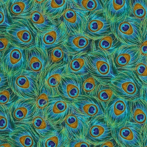 Fat Quarter Peacock Feathers Cotton Quilting Sewing Fabric