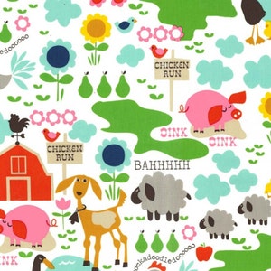 Fat Quarter Farm Life White Sewing Cotton Quilting Fabric