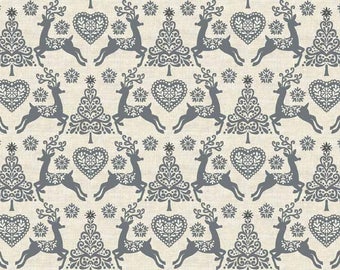 Fat Quarter Scandinavian Reindeer Set Gry Christmas 100% Cotton Quilting Fabric
