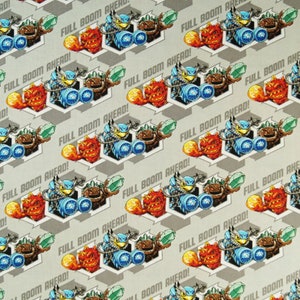 Fat Quarter Skylanders Full Boom Ahead On Grey 100% Quilting Cotton Fabric