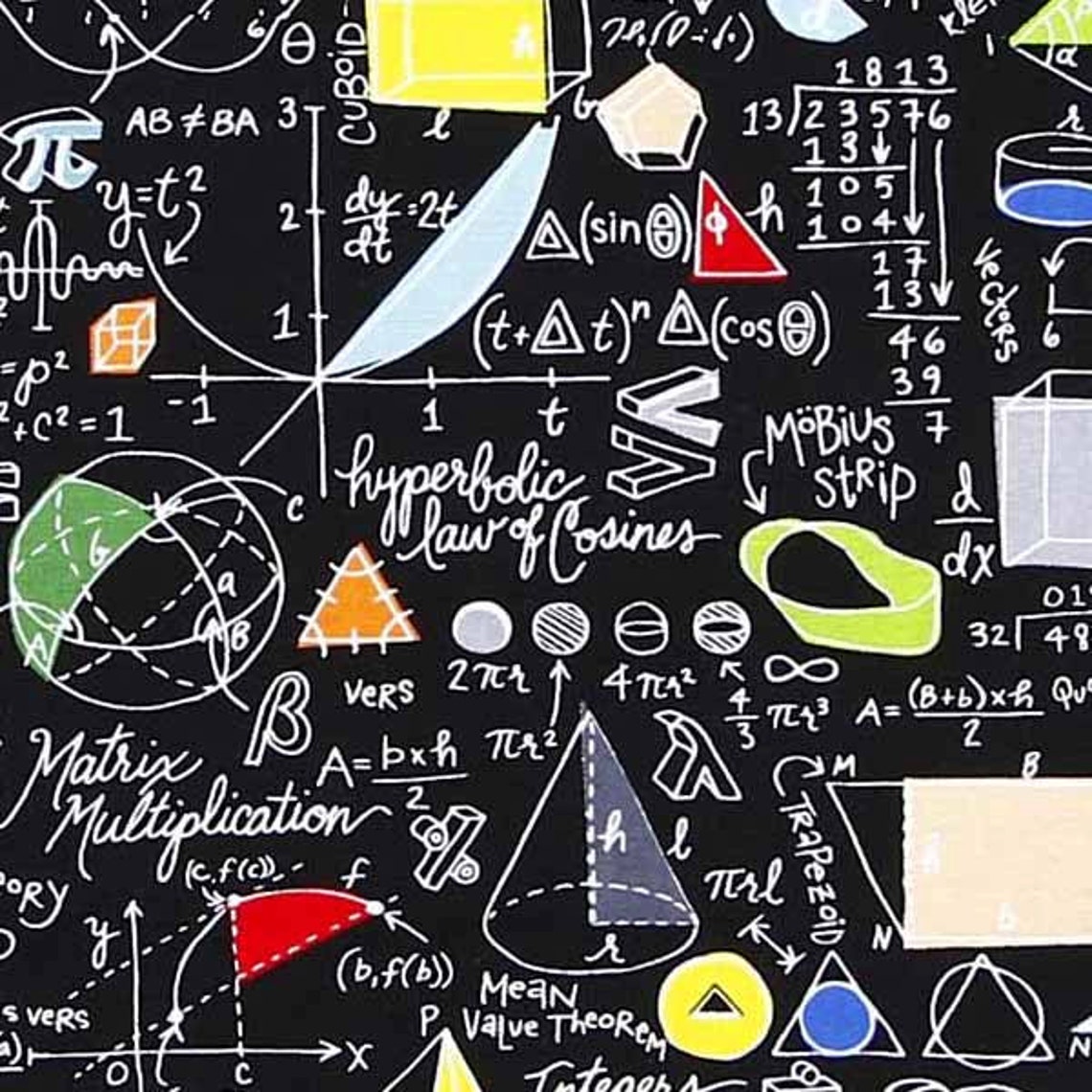 Fat Quarter Mathematics Maths 100 Cotton Quilting Fabric Etsy