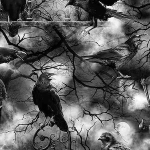 Fat Quarter Wicked Spooky Crows 100% Cotton Quilting Fabric - Timeless Treasures