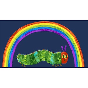 Very Hungry Caterpillar And Rainbow Blue Panel 100% Cotton Print Fabric