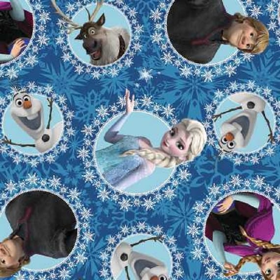 Disney Frozen Olaf Elsa Anna Sven Kristoff Polyester Fleece Fabric Half Metre