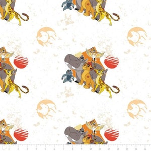 Fat Quarter Disney Lion Guard All For One On White 100% Quilting Cotton Fabric