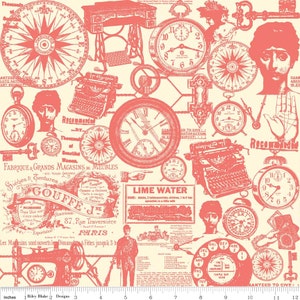 Fat Quarter Retro Trendsetter Coral Cotton Quilting Fabric Riley Blake C3990