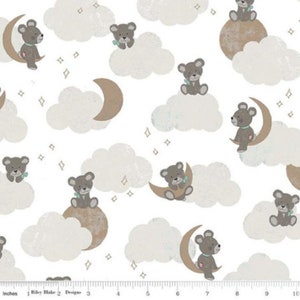 Fat Quarter Sleep Tight Cradled Baby Bear On White 100% Cotton Fabric