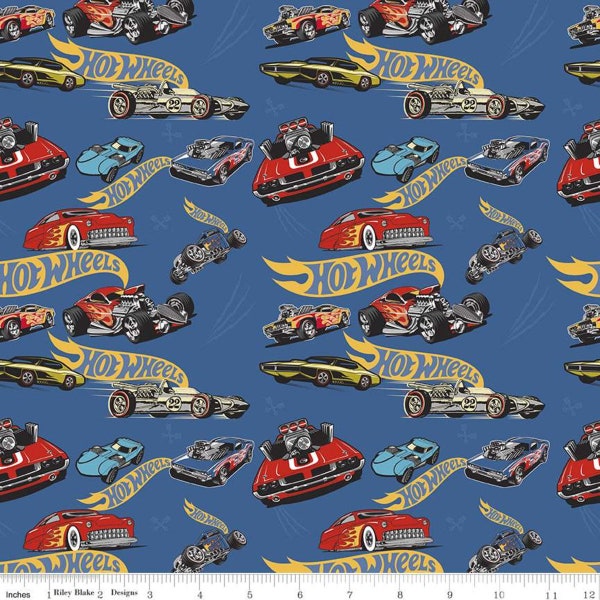 Fat Quarter Hot Wheels Classic Cars And Hot Rods 100% Cotton Fabric