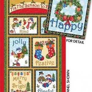 Snowman Frosty Friends Panel Cotton Quilting Fabric - Christmas