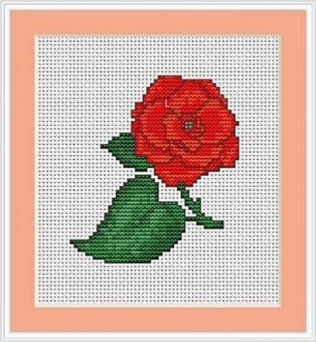 Rose Flower Cross Stitch Kit - Luca S - Beginner 5cm x 9cm