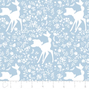 Fat Quarter Disney Bambi Silhouette Blue Cotton Quilting Sewing Fabric