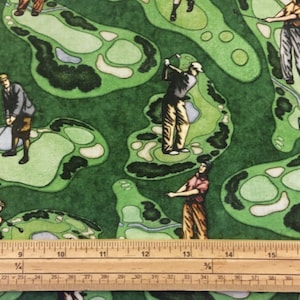 Tissu matelassé 100 % coton Fat Quarter pour golfeurs et parcours