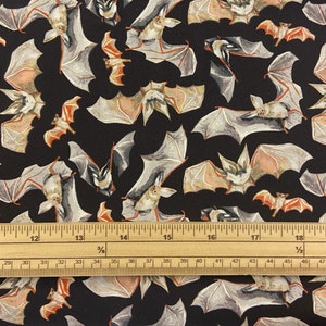 Fat Quarter Cute Flying Bats On Black 100% Cotton Quilting Fabric