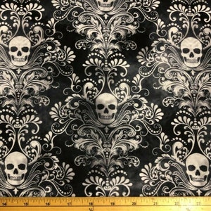Fat Quarter Wicked Gothic Skulls On Pattern 100% Cotton Quilting Fabric