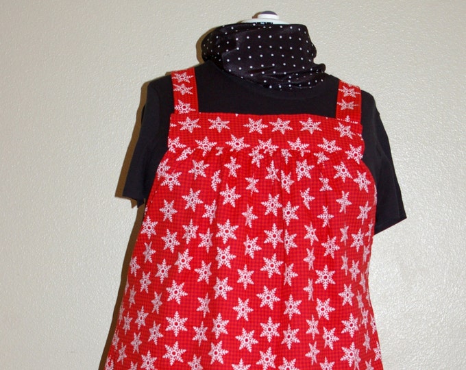 Plus Size Smockno Tie Apronred Snowflakes Etsy
