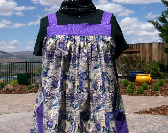 Plus Size Smock Apron Purple Birds and Butterflies Sizes 3XL Etsy