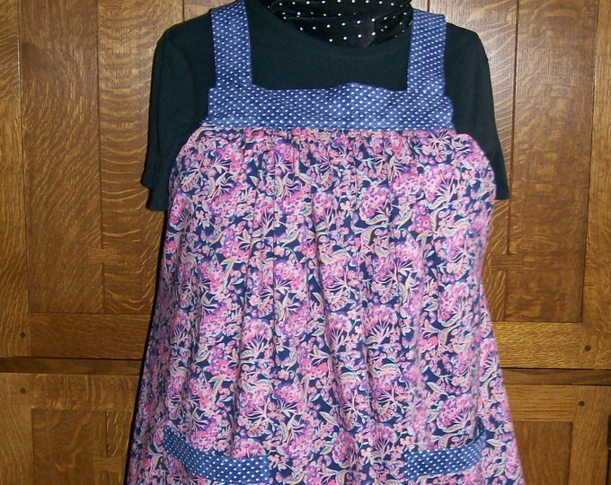 No Tie Smock Plus Size Smock Apron Floral and Polka Dot Apron Smock