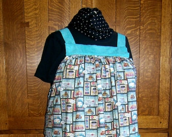 Camping Smock - No Tie Smock Apron with Campers - Plus Size Smock - Size 3-4XL