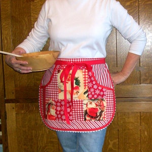 Cookie Party Schürze - Weihnachten Patchwork Halbe Schürze - Kellnerin Stil Urlaub Schürze - Taille Schürze Weihnachten - Größe Erwachsene L passt 18-20 Best