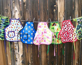 Toddler Vinyl Apron - Assorted Toddler Painting Aprons - Size Small