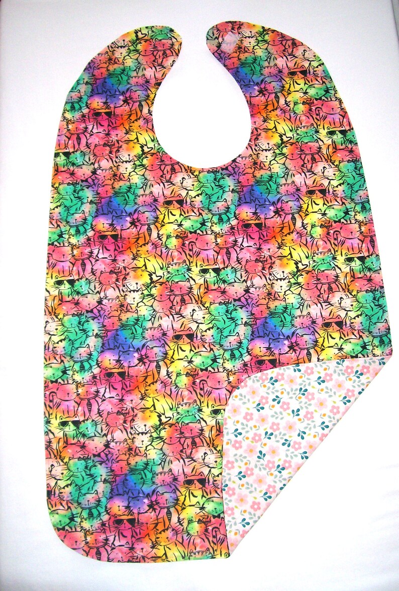 Bib Pattern Cat Reversible Adult Bib: 100% Cotton, Regular Long Size - Etsy