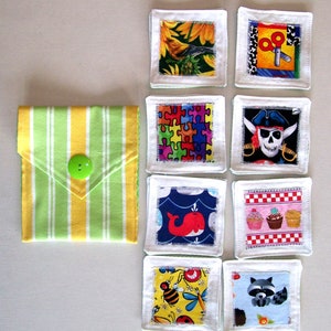 Juego de combinación de telas - Juego de concentración - Juego de aprendizaje para niños pequeños - Juego de memoria - Juego de 8 pares de tarjetas de tela con sobre de tela