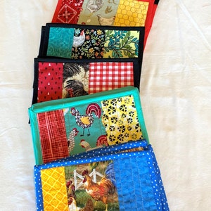Mug Rugs - Choice of Chicken Mug Rugs - Quilted Fabric Coasters - Coffee Mats - Chicken Mug Rug Assortment - Rooster Mug Rugs