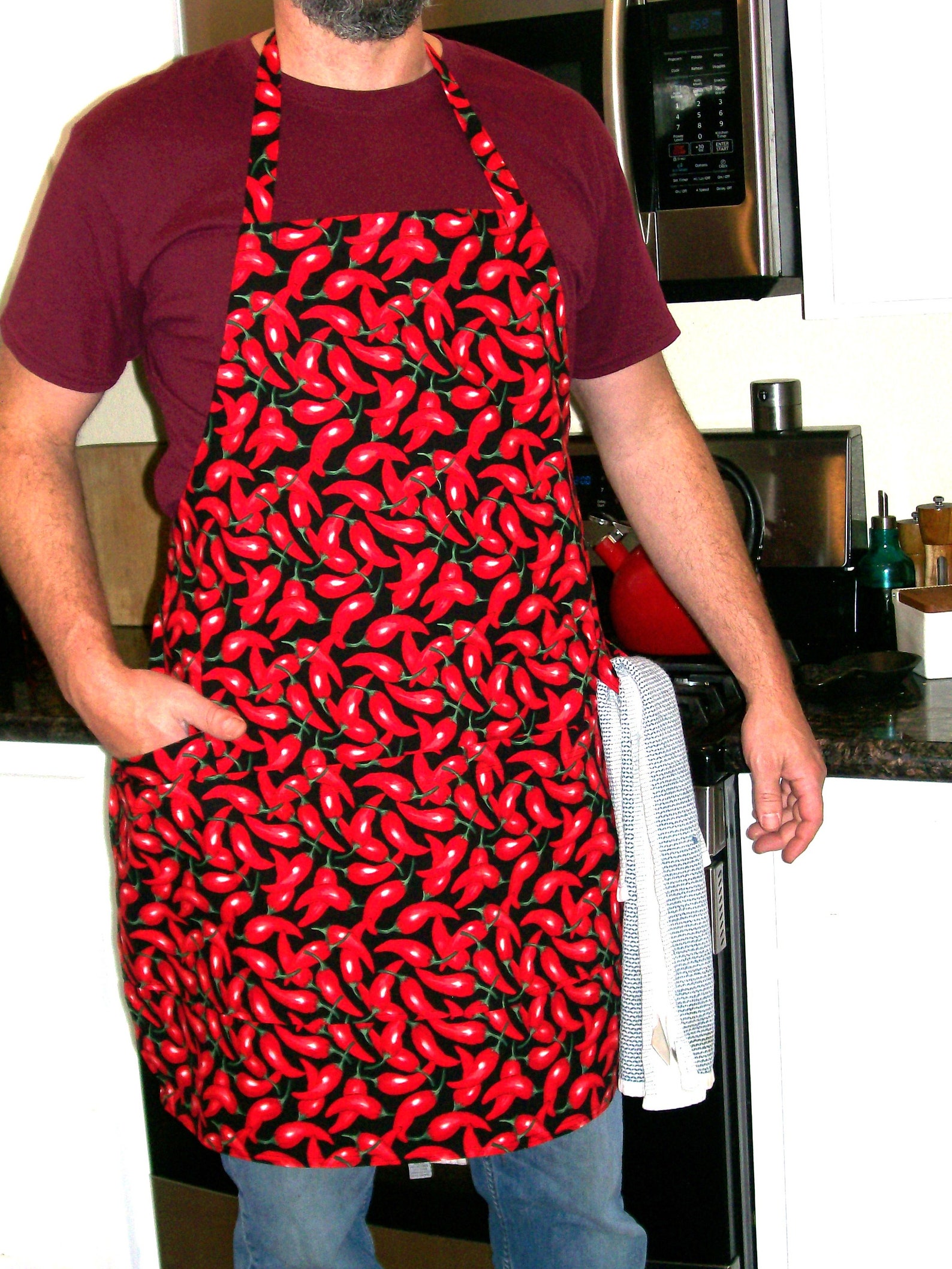 Red Hot Chili Pepper Apron Unisex Chili Apron Butcher Etsy