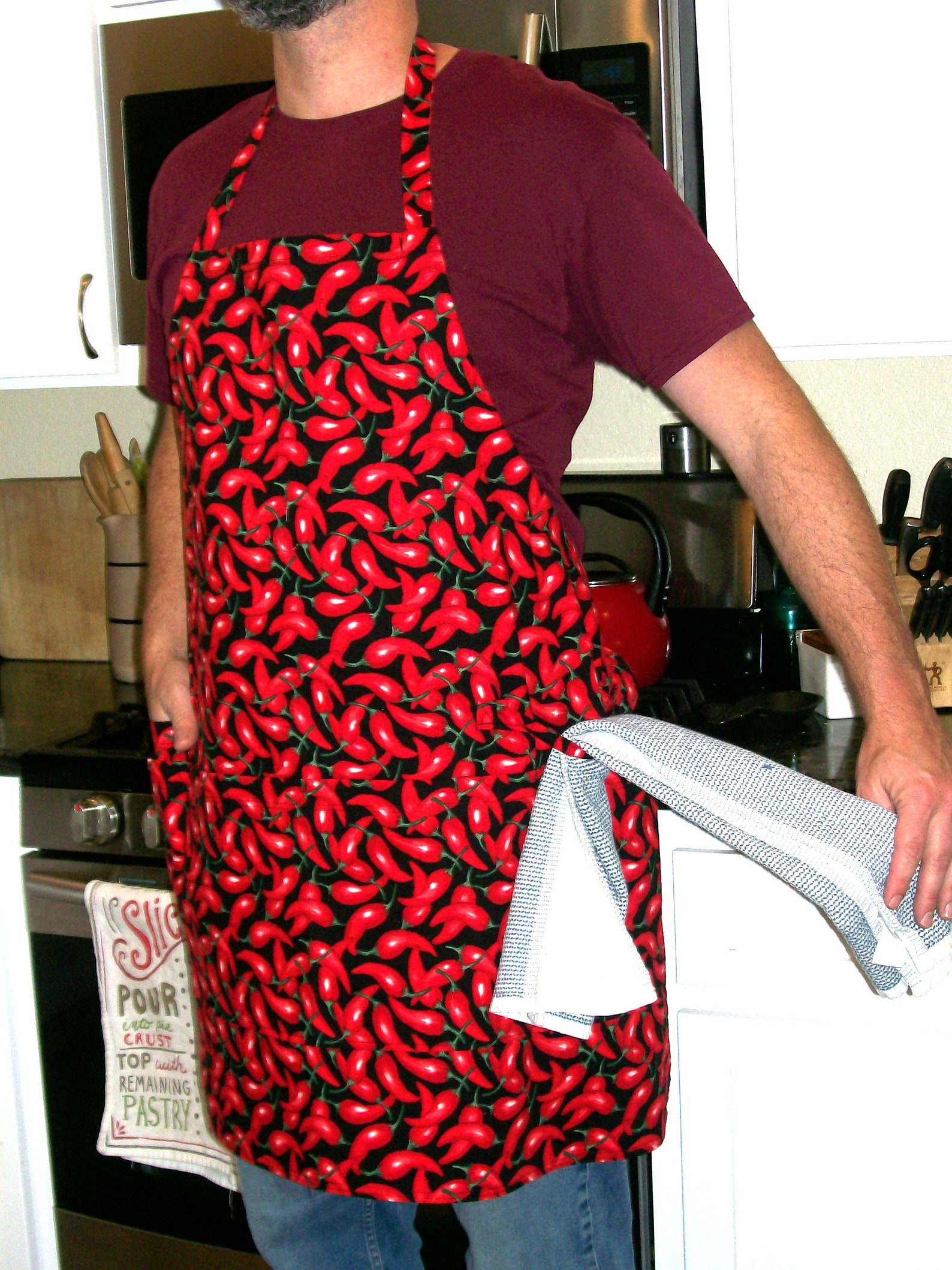 Red Hot Chili Pepper Apron Unisex Chili Apron Butcher Etsy