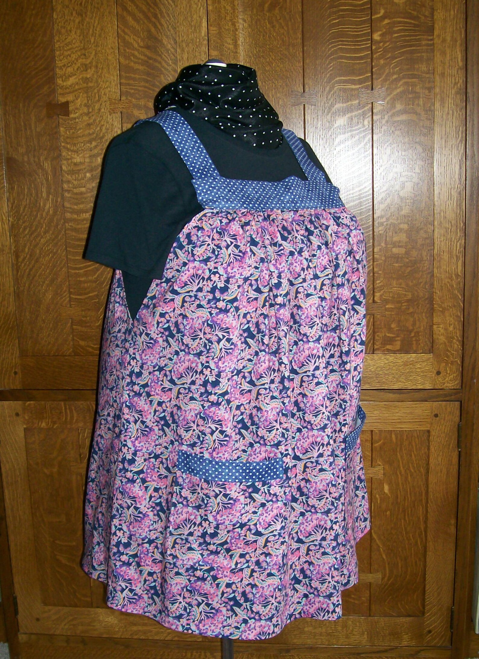 No Tie Smock Plus Size Smock Apron Floral and Polka Dot Etsy