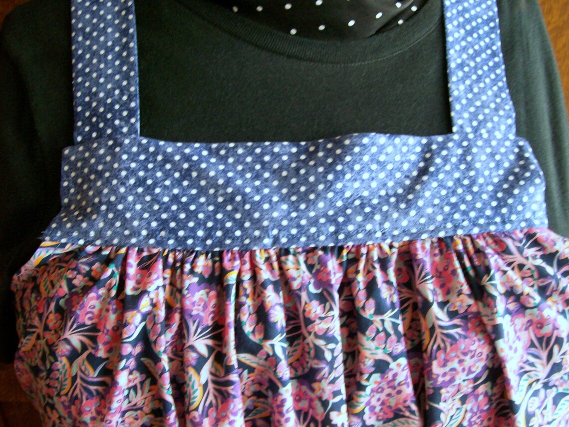 No Tie Smock Plus Size Smock Apron Floral and Polka Dot Etsy