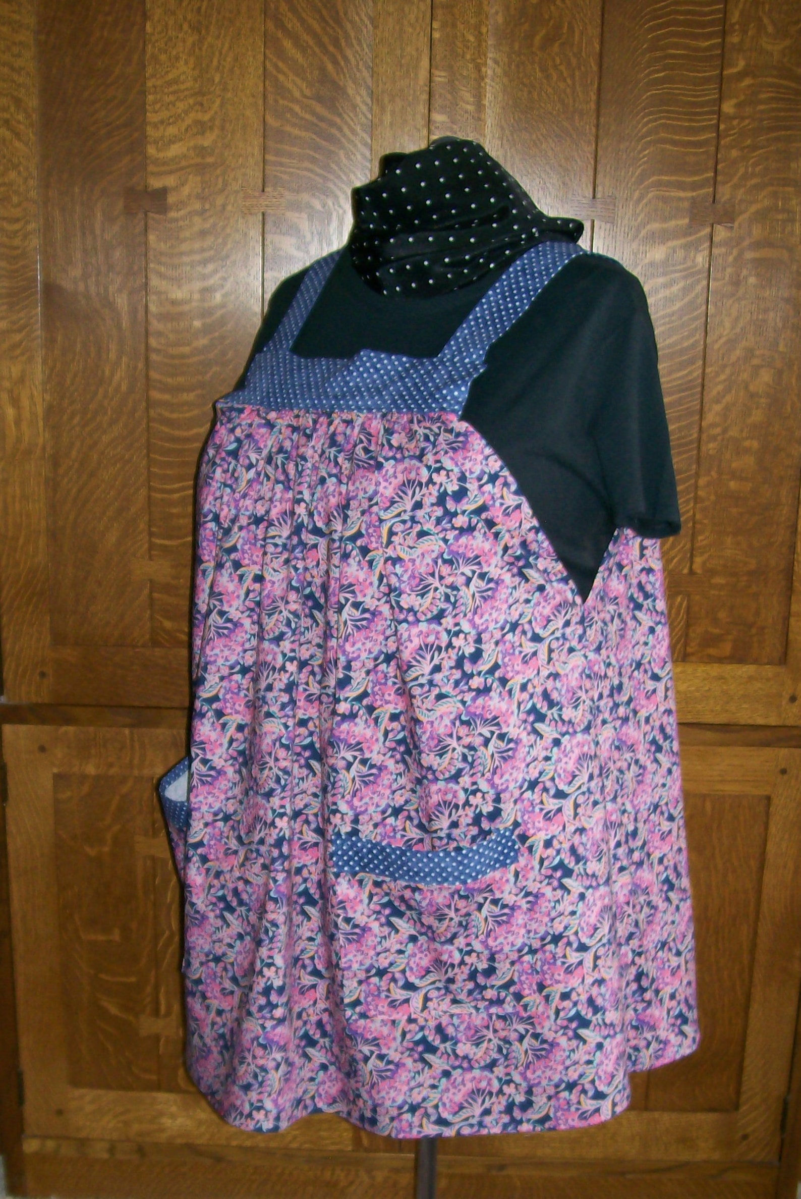 No Tie Smock Plus Size Smock Apron Floral and Polka Dot Etsy