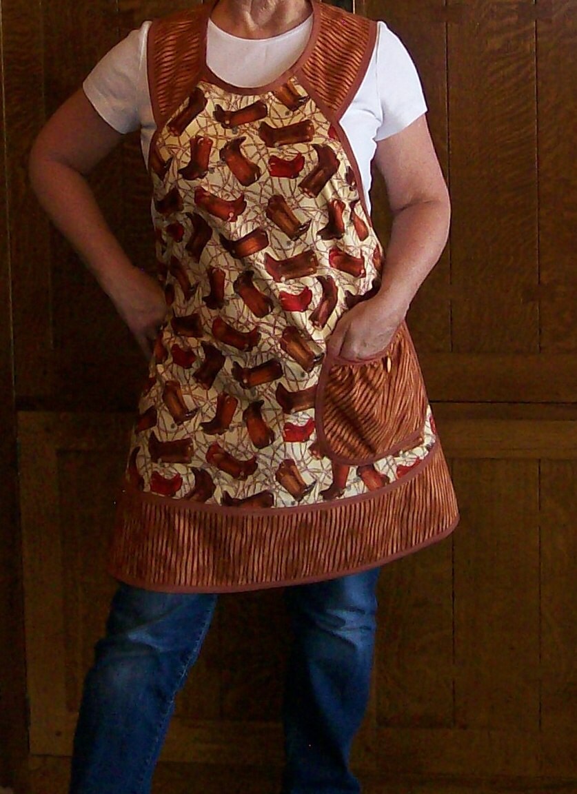 Cowboy Boots and Spurs Western Apron Brown Boot New Retro ...