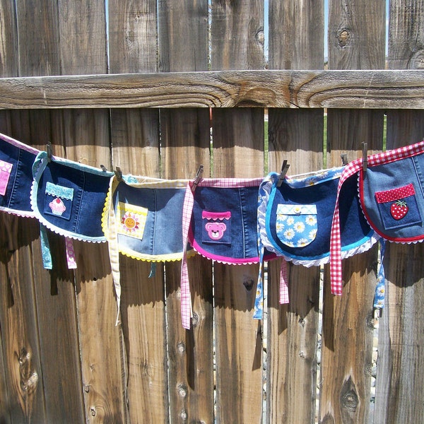 Jean Girl Half Aprons - Size 3-4 - Choice of Sweet Denim Half Aprons for Toddlers