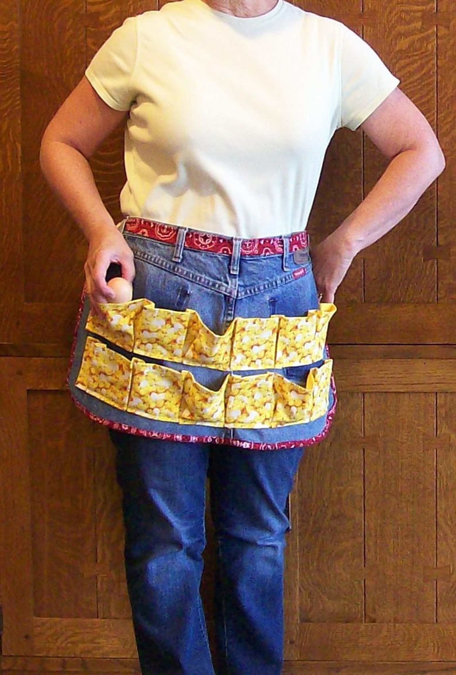 Denim Egg Gathering Apron Recycled Blue Jeans Apron Etsy