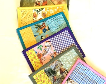 Posavasos de tela acolchados con diseño de pájaro: hecho a mano