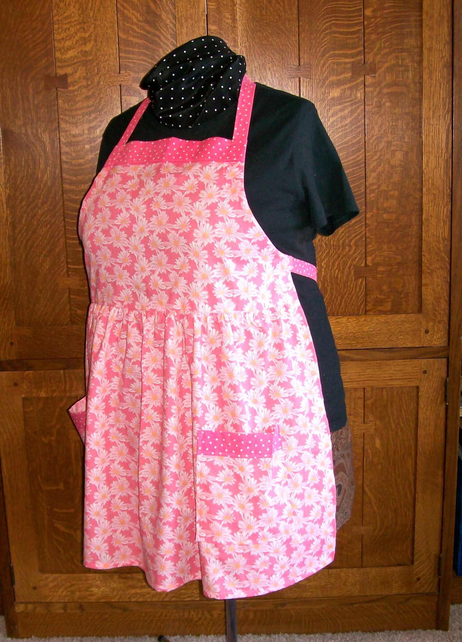 Plus Size Retro Kitchen Apron Pink and White Daisy Print Etsy