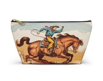 Bolsa vintage de accesorios de vaquero: bolsa con cremallera de rodeo occidental