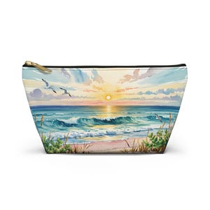 Coastal Sunset Accessory Pouch: Beach Makeup Bag, Travel Clutch