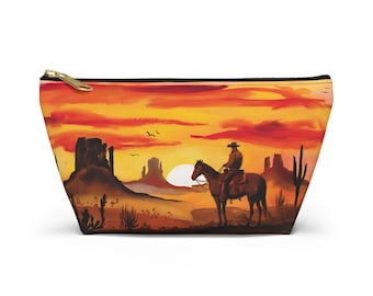 Bolsa de accesorios Western Sunset: Neceser de maquillaje de viaje estilo vaquera