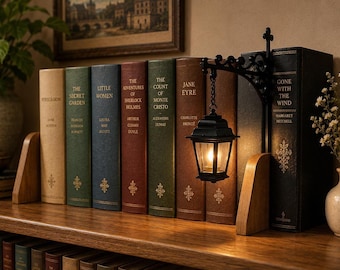 Library Lantern Mini Bookshelf Lamp | Warm & White LED Book Nook Light | Vintage Shelf Decor | Dark Academia Room Decor | Book Lover Gift