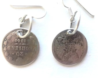 Russian Imperial coin earrings