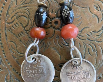 BritishMandate Palestinian coin earrings
